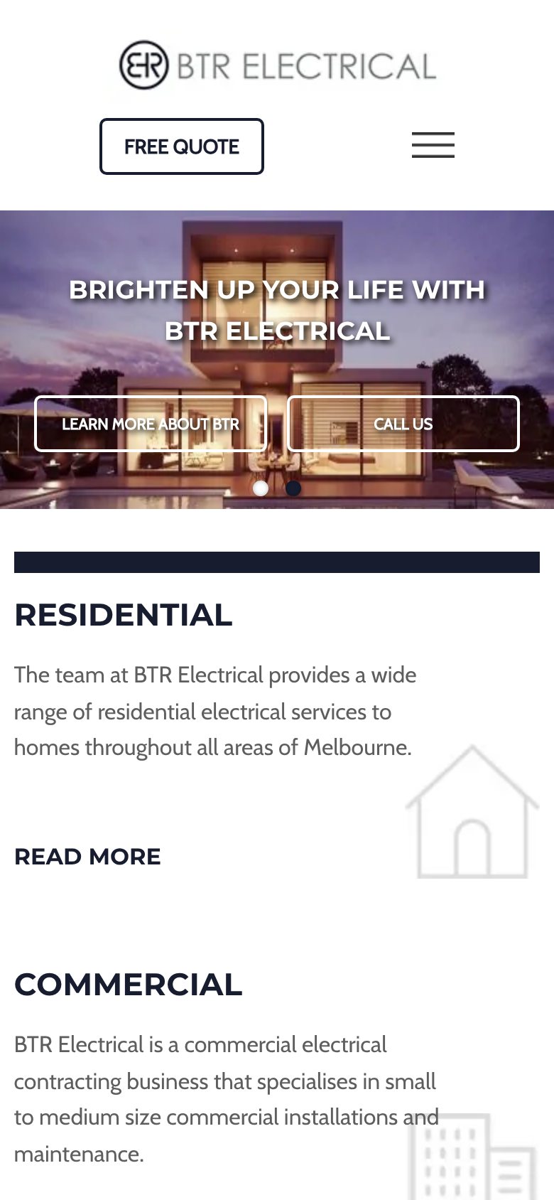 BTR Electrical website on a phone