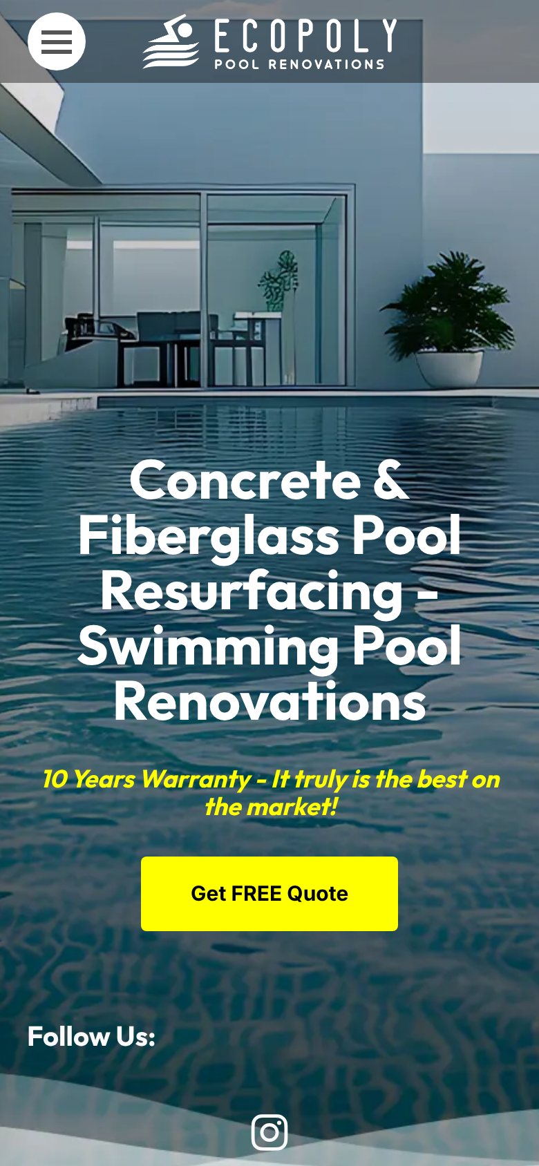 EcoPoly Pool Renovations website on a phone